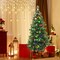 Green Pre-Lit Artificial Christmas Tree with LED Lights, Red Berries and Hinged Branches